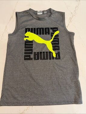 Puma Gray Tank Top with Neon Yellow Puma Logo